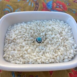 Blue stone and silver ring